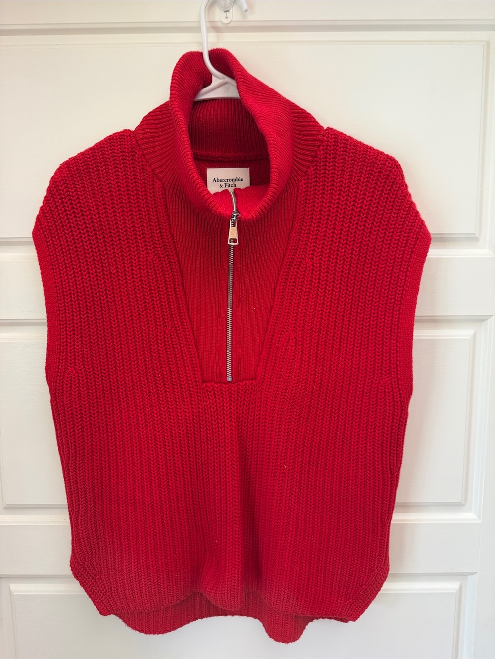 Abercrombie & Fitch Bright Red Half‑Zip Turtleneck Sweater